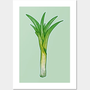 Vector leek vegetable plant Posters and Art